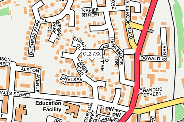 OL2 7XX map - OS OpenMap – Local (Ordnance Survey)