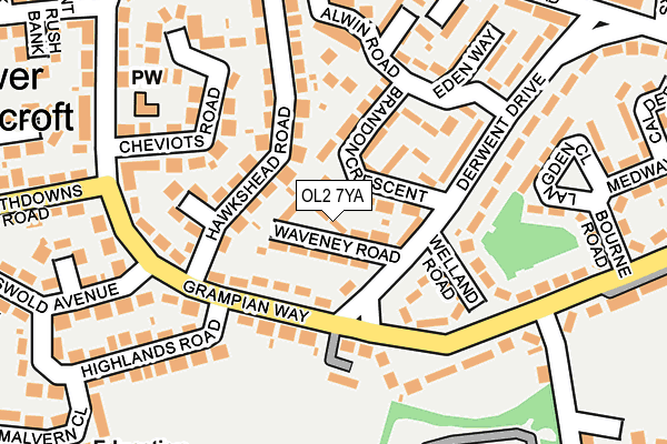 OL2 7YA map - OS OpenMap – Local (Ordnance Survey)