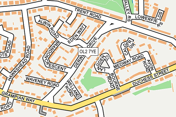 OL2 7YE map - OS OpenMap – Local (Ordnance Survey)