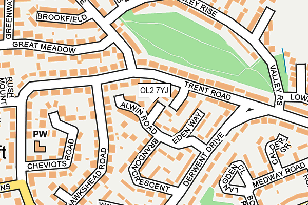 OL2 7YJ map - OS OpenMap – Local (Ordnance Survey)