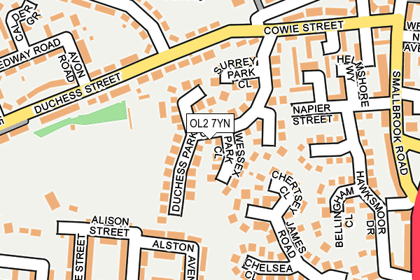 OL2 7YN map - OS OpenMap – Local (Ordnance Survey)