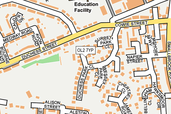 OL2 7YP map - OS OpenMap – Local (Ordnance Survey)