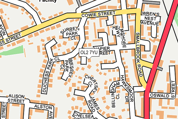 OL2 7YU map - OS OpenMap – Local (Ordnance Survey)