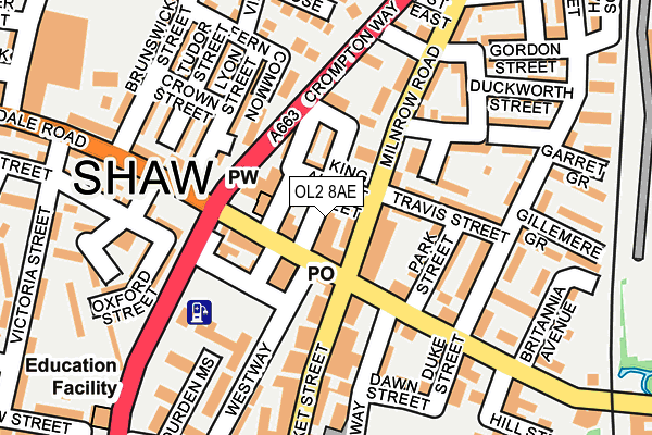 OL2 8AE map - OS OpenMap – Local (Ordnance Survey)