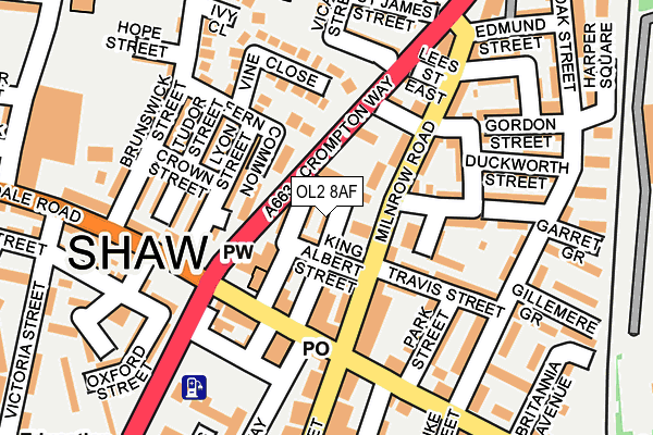 OL2 8AF map - OS OpenMap – Local (Ordnance Survey)