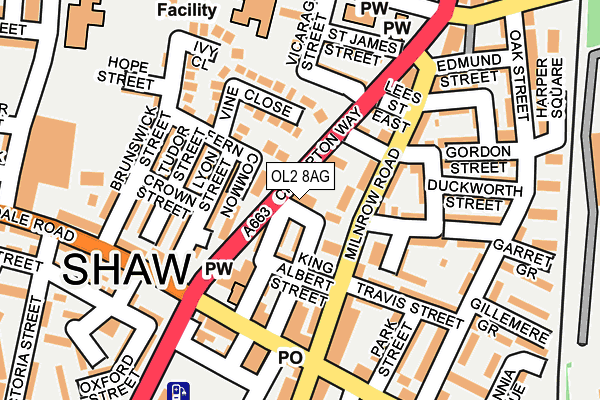 OL2 8AG map - OS OpenMap – Local (Ordnance Survey)