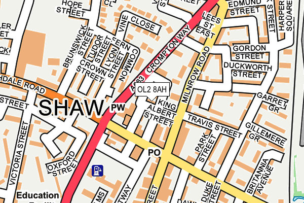 OL2 8AH map - OS OpenMap – Local (Ordnance Survey)