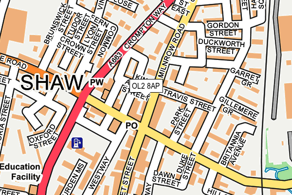 OL2 8AP map - OS OpenMap – Local (Ordnance Survey)
