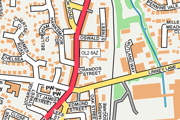 OL2 8AZ map - OS OpenMap – Local (Ordnance Survey)