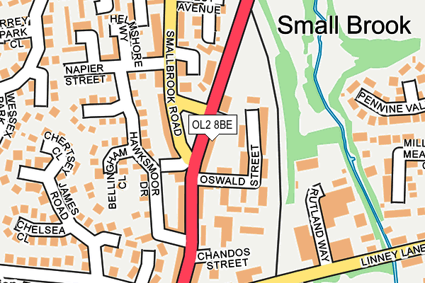 OL2 8BE map - OS OpenMap – Local (Ordnance Survey)