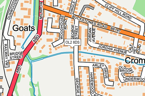 OL2 8DS map - OS OpenMap – Local (Ordnance Survey)