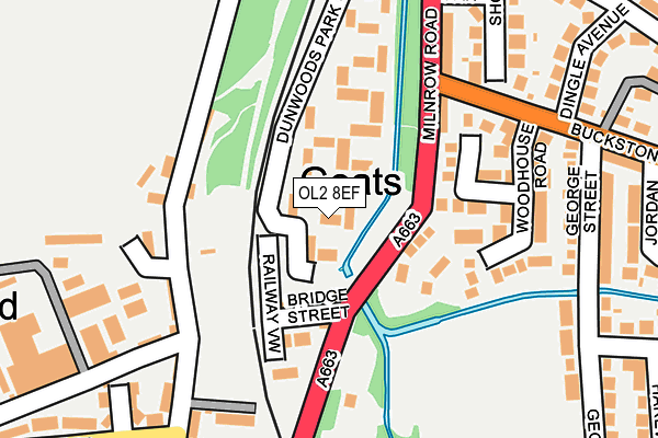 OL2 8EF map - OS OpenMap – Local (Ordnance Survey)
