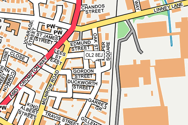 OL2 8EJ map - OS OpenMap – Local (Ordnance Survey)