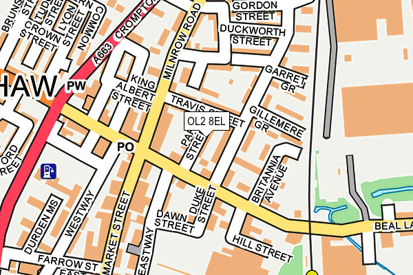 OL2 8EL map - OS OpenMap – Local (Ordnance Survey)