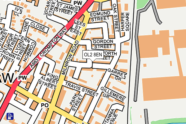OL2 8EN map - OS OpenMap – Local (Ordnance Survey)