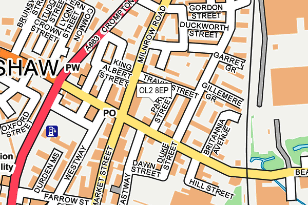 OL2 8EP map - OS OpenMap – Local (Ordnance Survey)