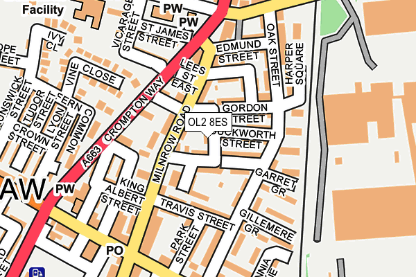 OL2 8ES map - OS OpenMap – Local (Ordnance Survey)