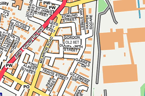 OL2 8ET map - OS OpenMap – Local (Ordnance Survey)