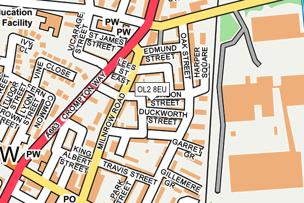 OL2 8EU map - OS OpenMap – Local (Ordnance Survey)