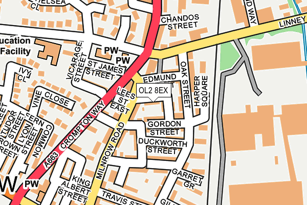 OL2 8EX map - OS OpenMap – Local (Ordnance Survey)
