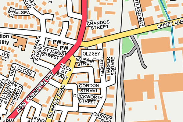 OL2 8EY map - OS OpenMap – Local (Ordnance Survey)