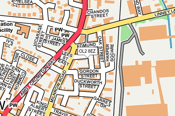 OL2 8EZ map - OS OpenMap – Local (Ordnance Survey)
