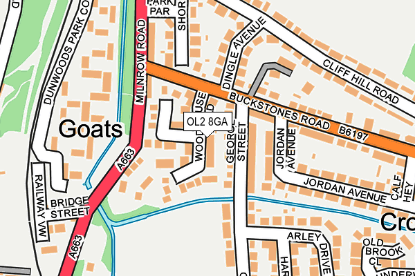 OL2 8GA map - OS OpenMap – Local (Ordnance Survey)