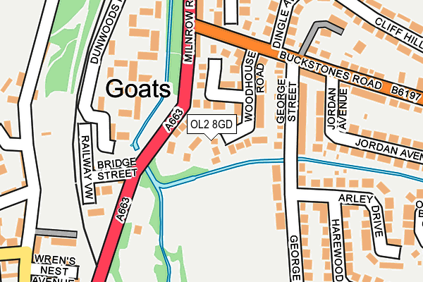 OL2 8GD map - OS OpenMap – Local (Ordnance Survey)