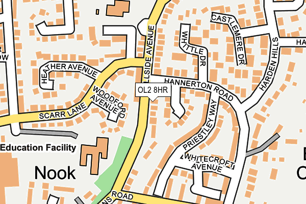 OL2 8HR map - OS OpenMap – Local (Ordnance Survey)