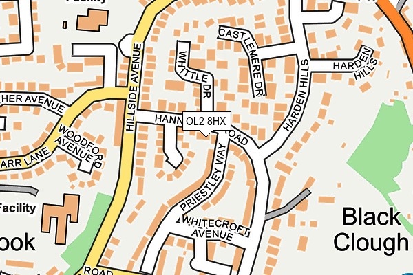 OL2 8HX map - OS OpenMap – Local (Ordnance Survey)
