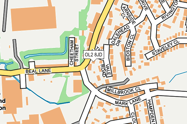 OL2 8JD map - OS OpenMap – Local (Ordnance Survey)