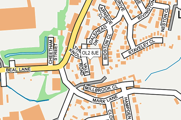 OL2 8JE map - OS OpenMap – Local (Ordnance Survey)