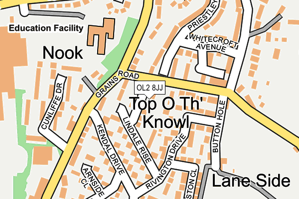 OL2 8JJ map - OS OpenMap – Local (Ordnance Survey)