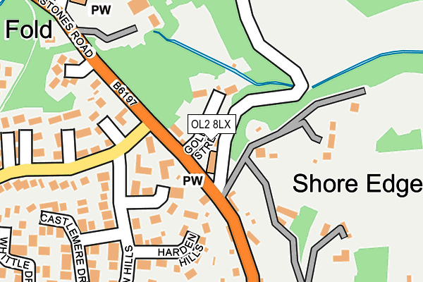 OL2 8LX map - OS OpenMap – Local (Ordnance Survey)