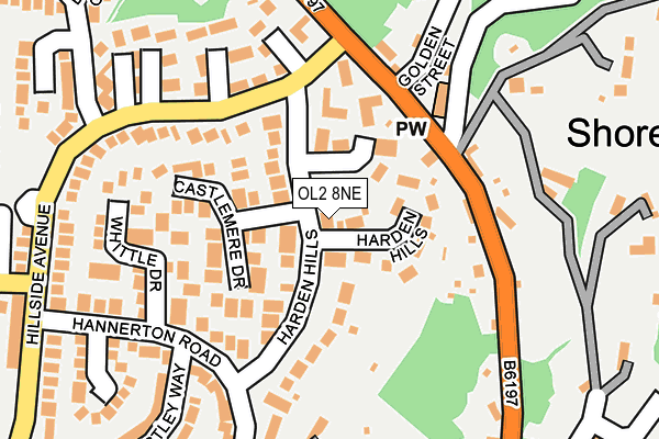 OL2 8NE map - OS OpenMap – Local (Ordnance Survey)