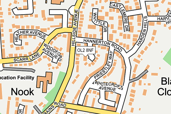 OL2 8NF map - OS OpenMap – Local (Ordnance Survey)