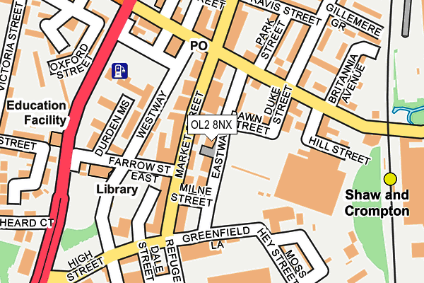 OL2 8NX map - OS OpenMap – Local (Ordnance Survey)