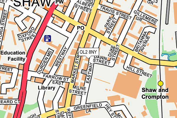 OL2 8NY map - OS OpenMap – Local (Ordnance Survey)