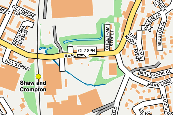 OL2 8PH map - OS OpenMap – Local (Ordnance Survey)
