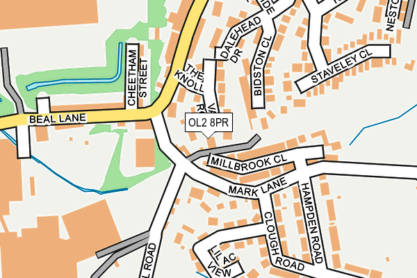 OL2 8PR map - OS OpenMap – Local (Ordnance Survey)