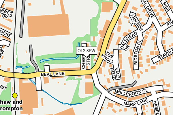 OL2 8PW map - OS OpenMap – Local (Ordnance Survey)
