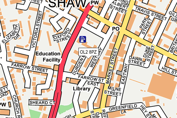 OL2 8PZ map - OS OpenMap – Local (Ordnance Survey)