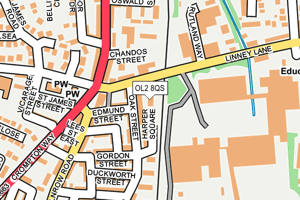 OL2 8QS map - OS OpenMap – Local (Ordnance Survey)