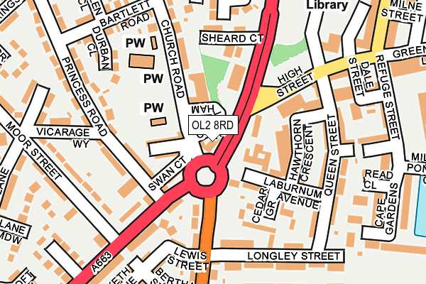 OL2 8RD map - OS OpenMap – Local (Ordnance Survey)