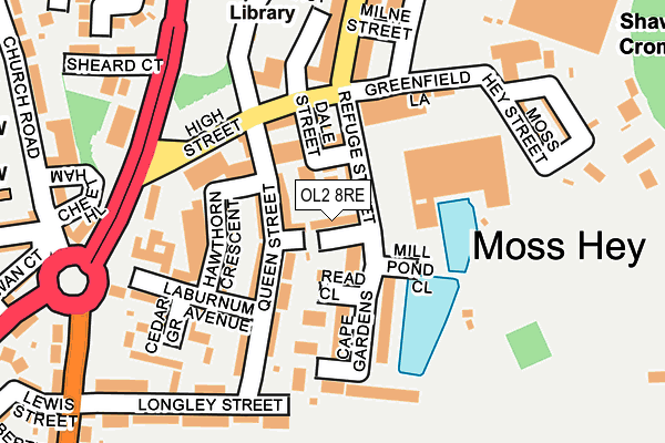 OL2 8RE map - OS OpenMap – Local (Ordnance Survey)