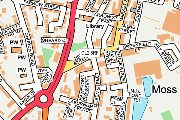 OL2 8RF map - OS OpenMap – Local (Ordnance Survey)