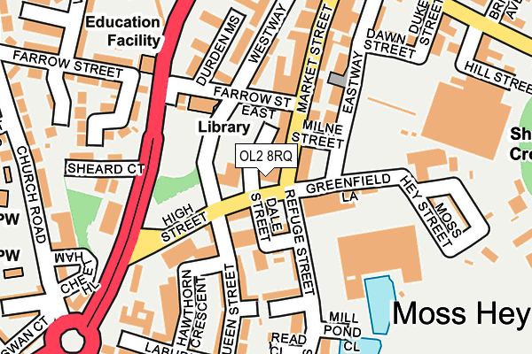 OL2 8RQ map - OS OpenMap – Local (Ordnance Survey)