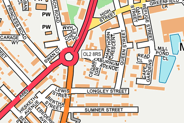OL2 8RS map - OS OpenMap – Local (Ordnance Survey)
