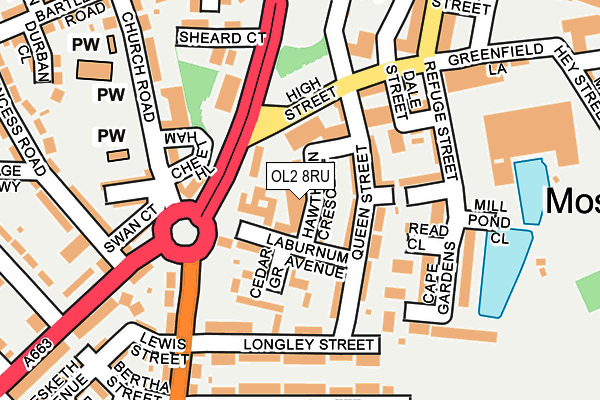 OL2 8RU map - OS OpenMap – Local (Ordnance Survey)