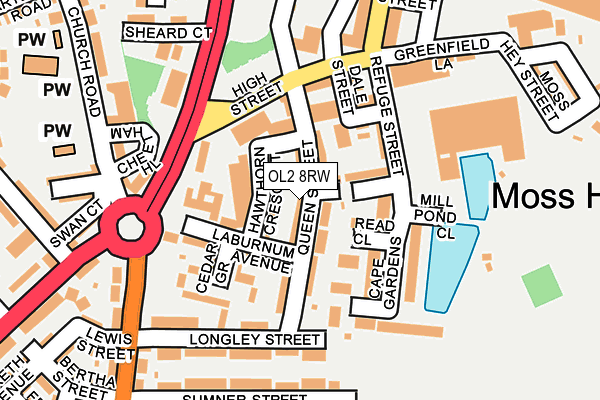 OL2 8RW map - OS OpenMap – Local (Ordnance Survey)